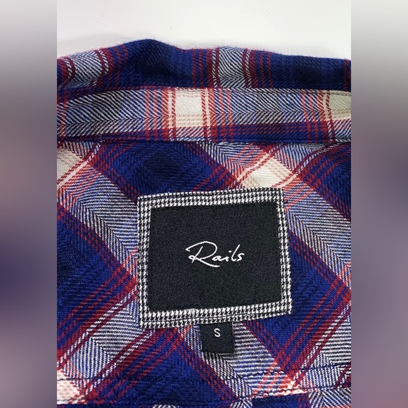RAILS Hunter Plaid Cobalt Ruby Shirt Americana Red White Blue Button Front - Picture 9 of 15